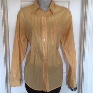 Lands End Yellow Gingham Button Down Shirt Small